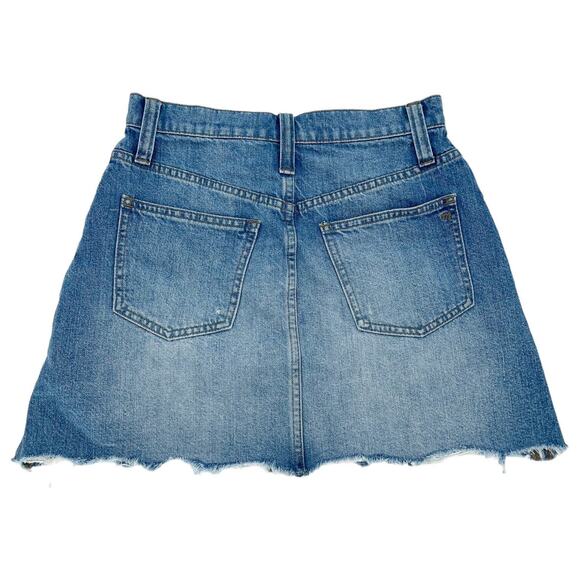 MADEWELL Skirt Women Size 25 A Line Denim Mini Leabdra Wasg Fleffy Hem Comfort - Picture 2 of 3